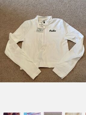 Tala White Half-Zip Cropped Long Sleeve Top, Sports Bra & Legging Set Medium New